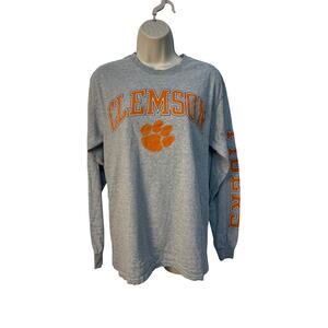 Fanatics Gray‎ Long Sleeve Crew Neck Tee Shirt Clemson Tigers Medium